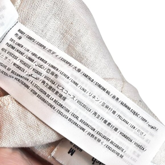 Abercrombie & Fitch Tie Waist Linen Blend High Rise Shorts Size M Cream Beige - Picture 9 of 9